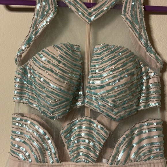 New Mignon Evening dress Sequined Tulle Aqua Blue  $499 - Picture 4 of 12